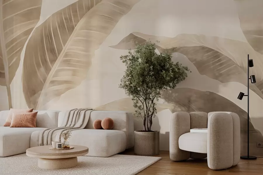 Fototapete Blätter im Vintage-Stil w03049