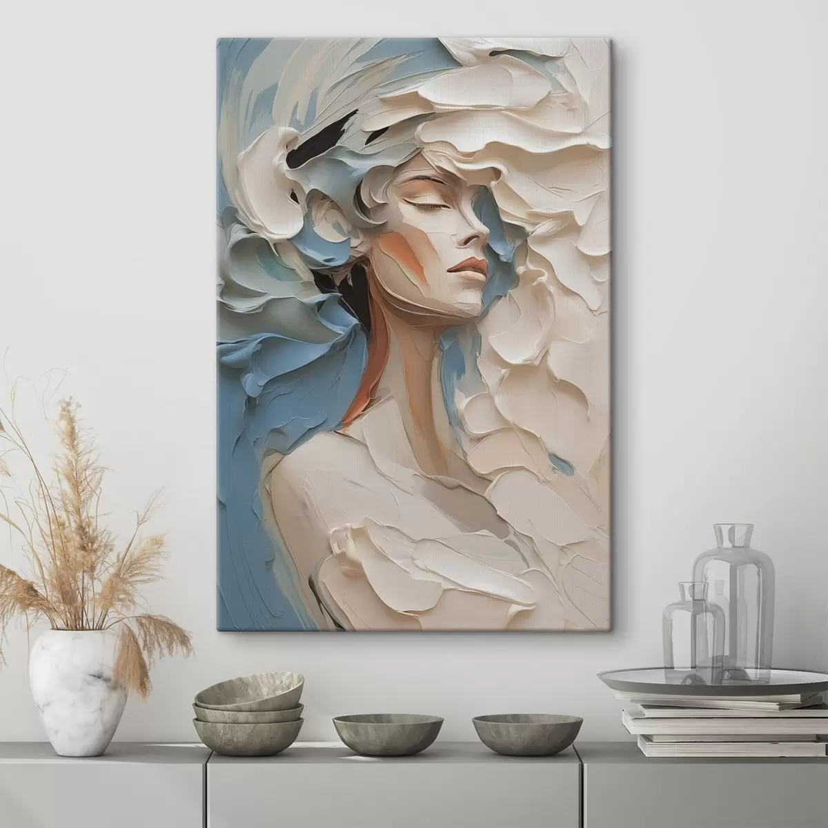 Wandbilder Porträt eines Mädchens abstrakte Nachahmung der Malerei s42904