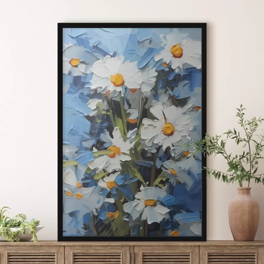 Fototapete Abstrakte Gänseblümchen Nachahmung von Pinselstrichen f42902