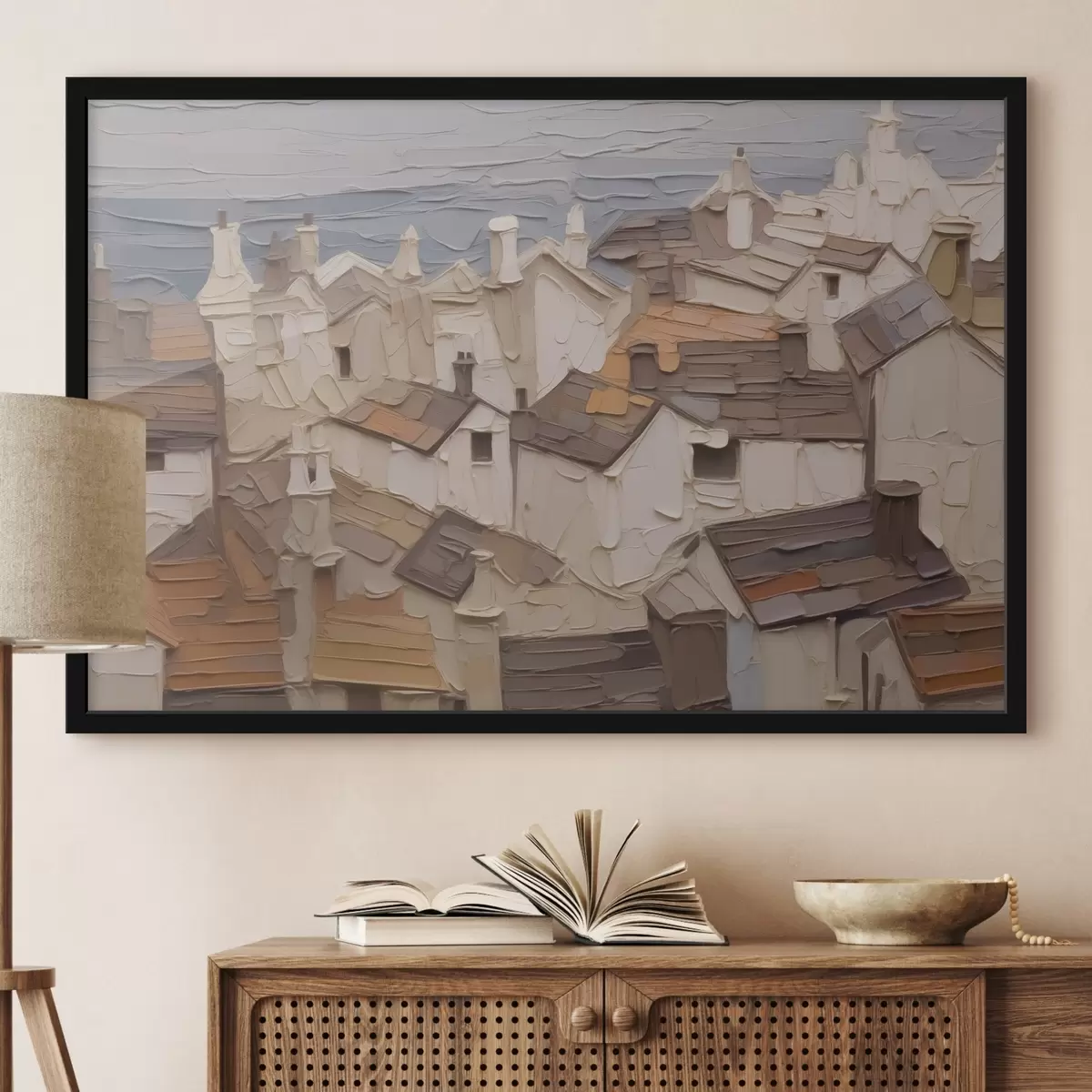 Poster Dächer von Häusern abstrakte Nachahmung der Malerei f42910