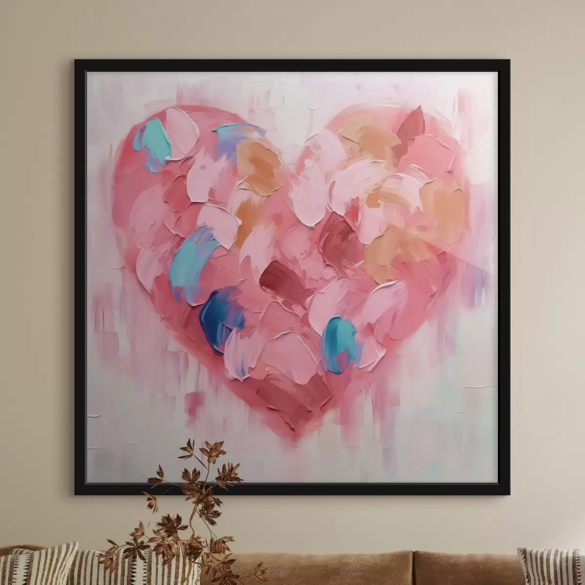 Poster Herz abstrakte Nachahmung Pinselstriche f42911