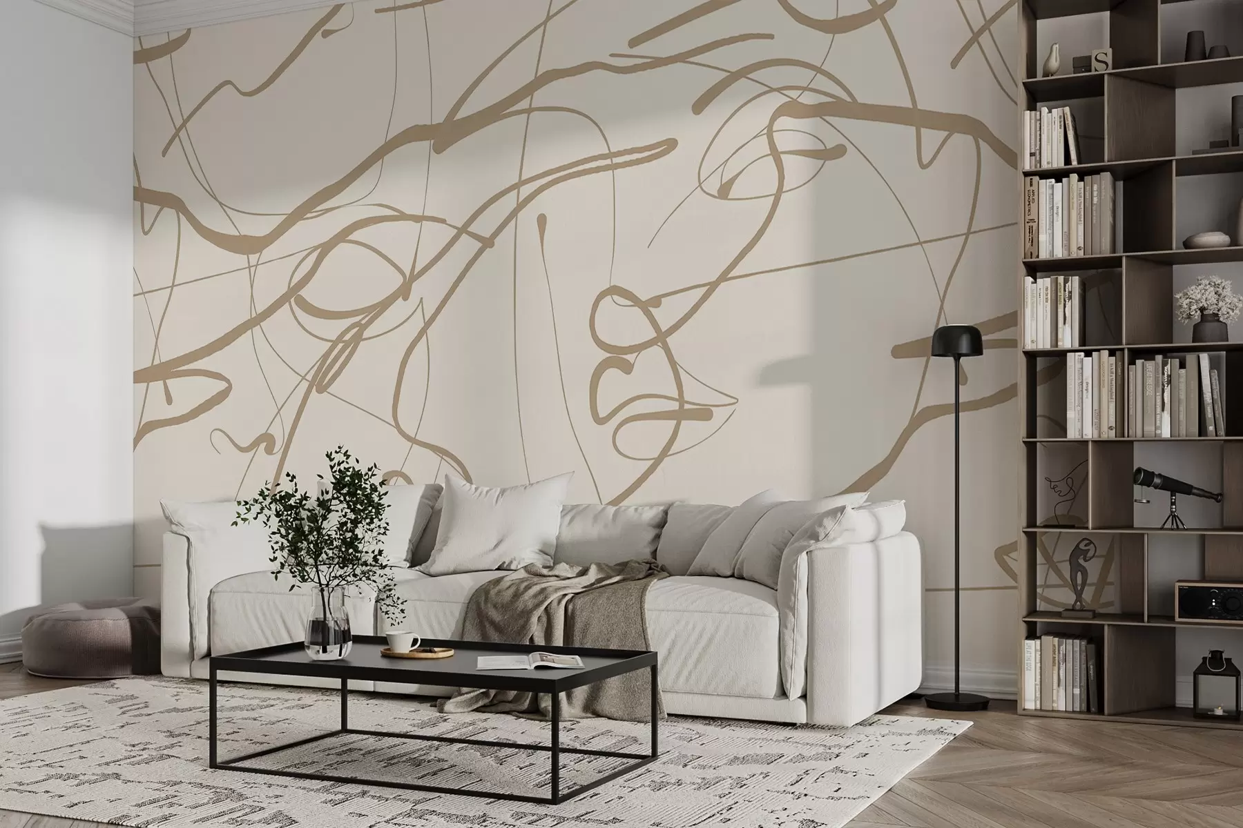 Fototapete Mit Linie gezeichnete Gesichter w08764