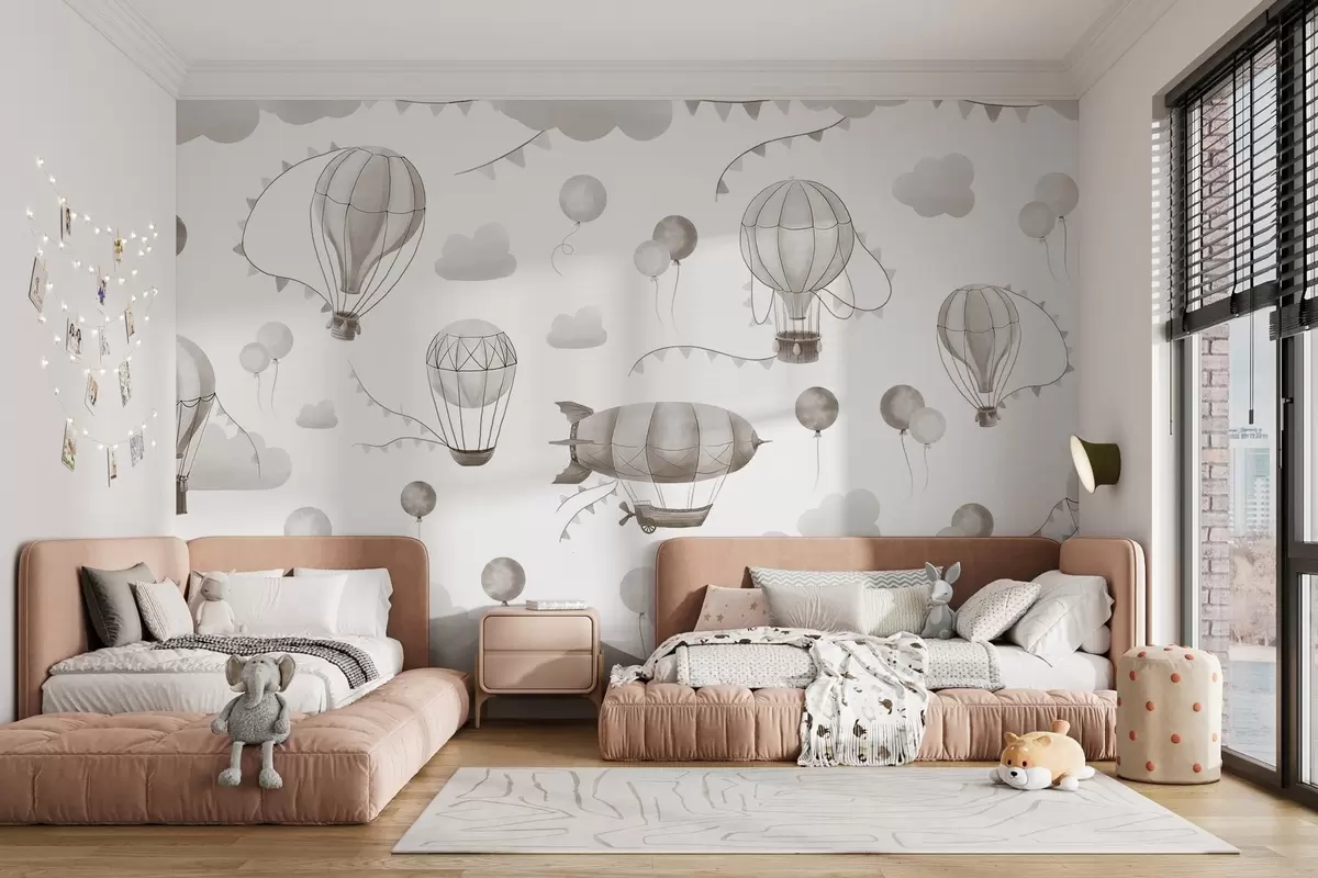 Fototapete Kinder Aquarell Design mit Luftballons w08765v1