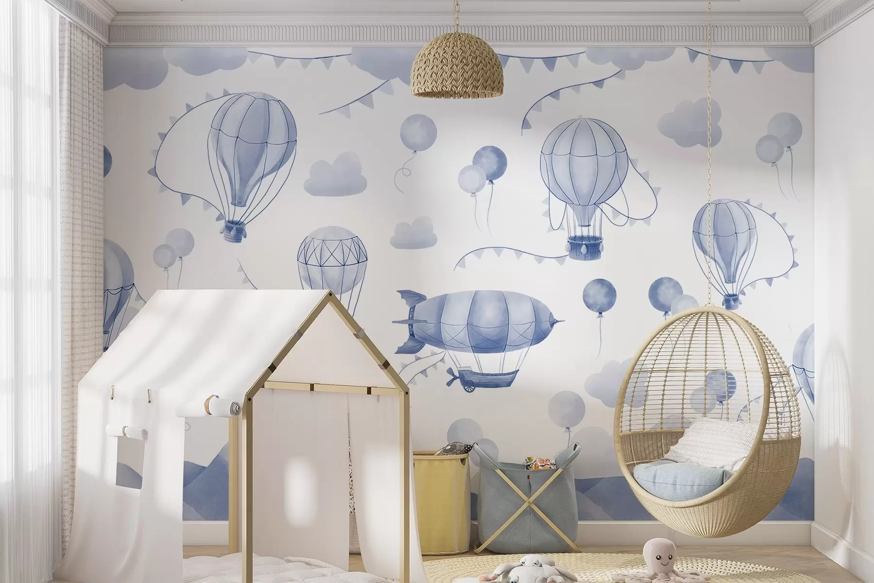 Fototapete Kinder Aquarell Design mit Luftballons w08765v2