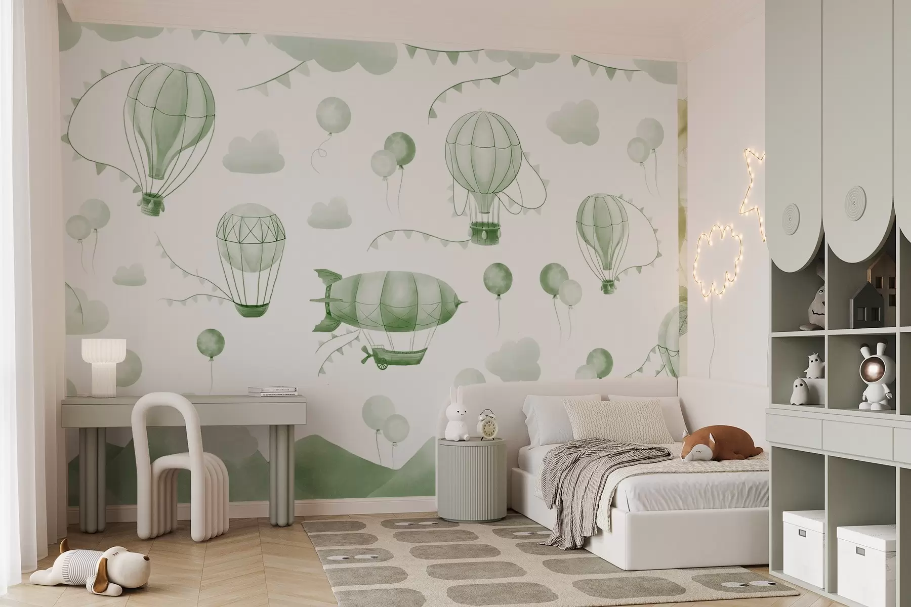 Fototapete Kinder Aquarell Design mit Luftballons w08765v3