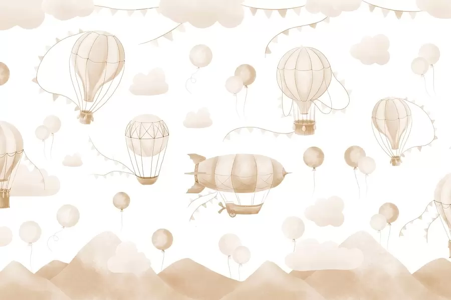 Fototapete Kinder Aquarell Design mit Luftballons w08765v4