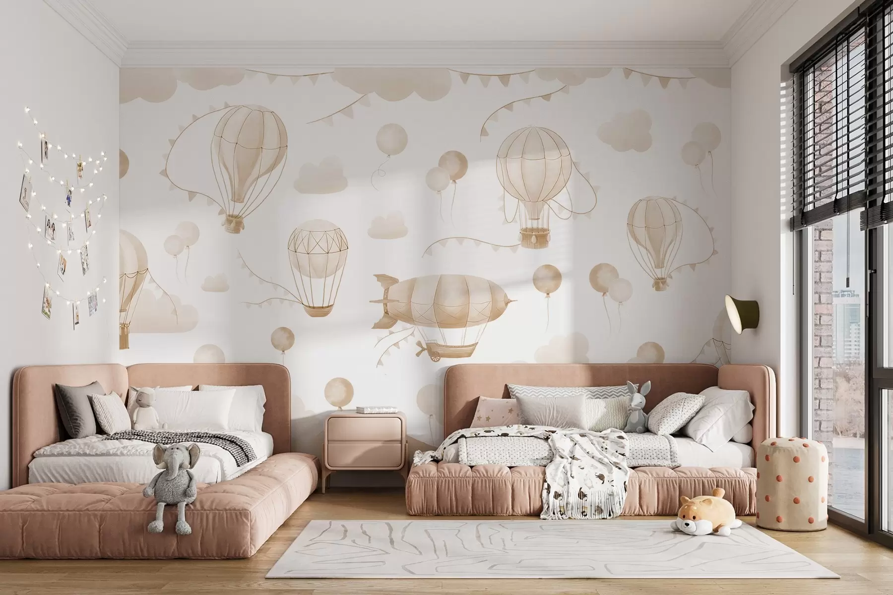 Fototapete Kinder Aquarell Design mit Luftballons w08765v4