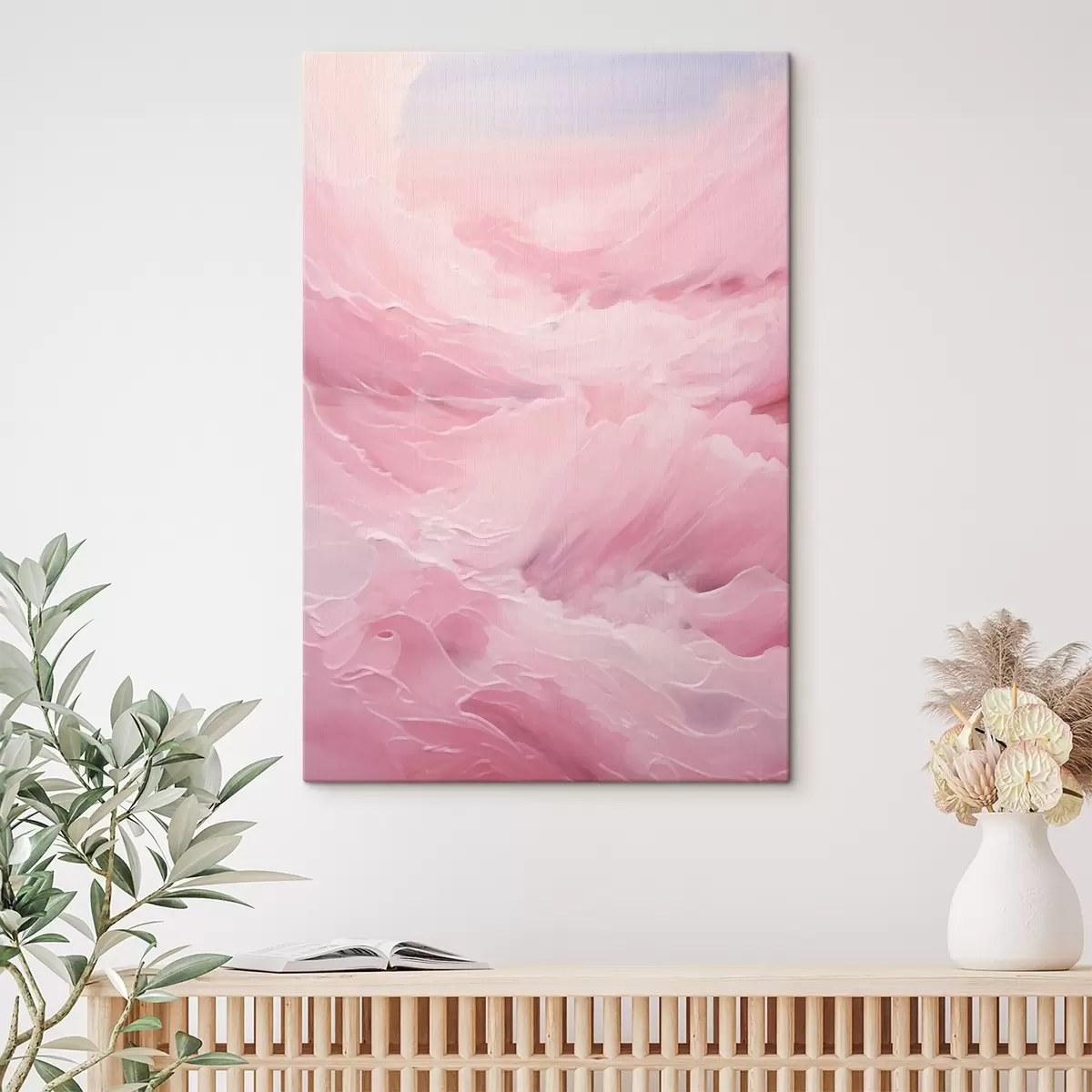 Wandbilder Abstrakte rosa Landschaft mit sanften wellenförmigen Formen s42929