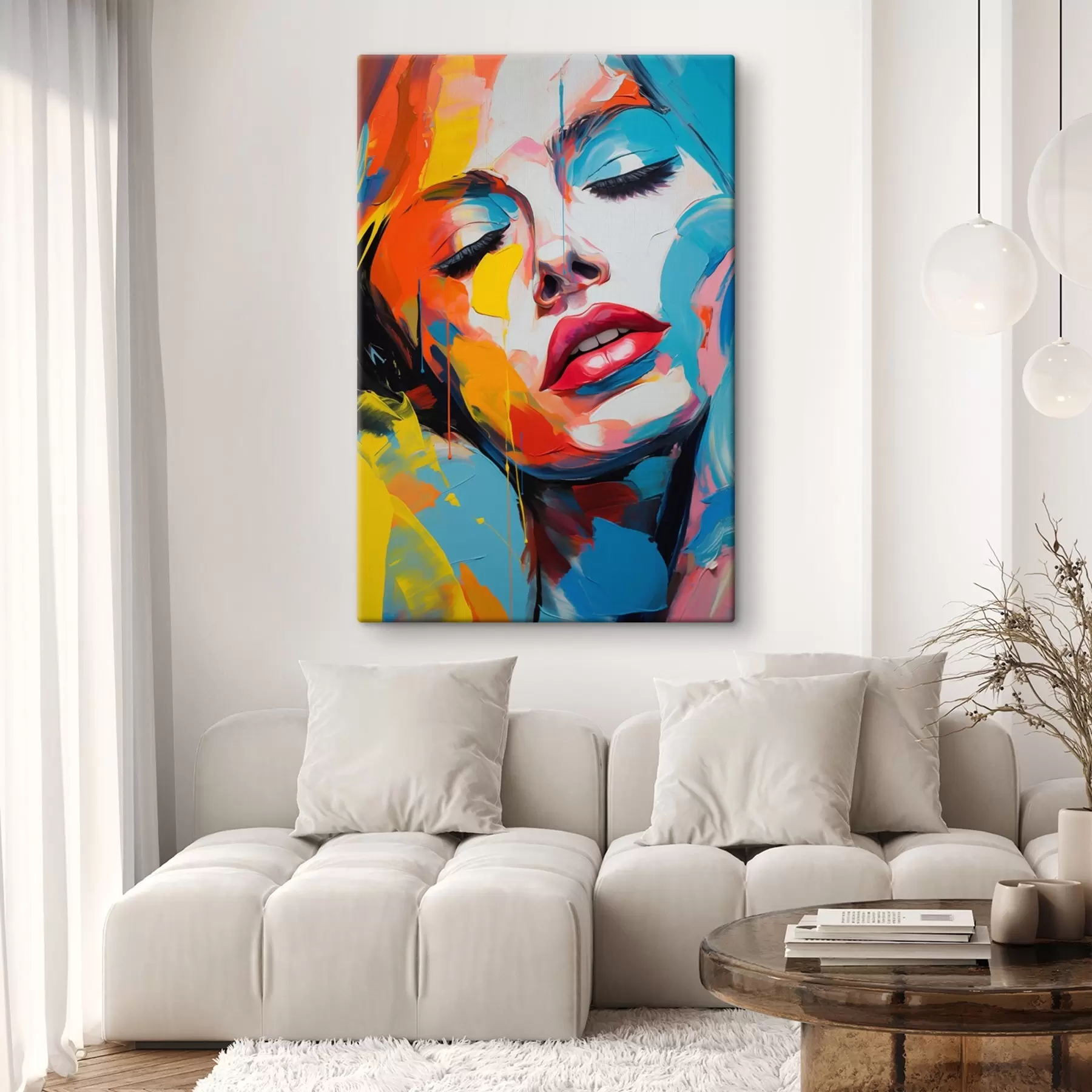 Fototapete Abstraktes Porträt einer Frau in ausdrucksstarken Farben s42935