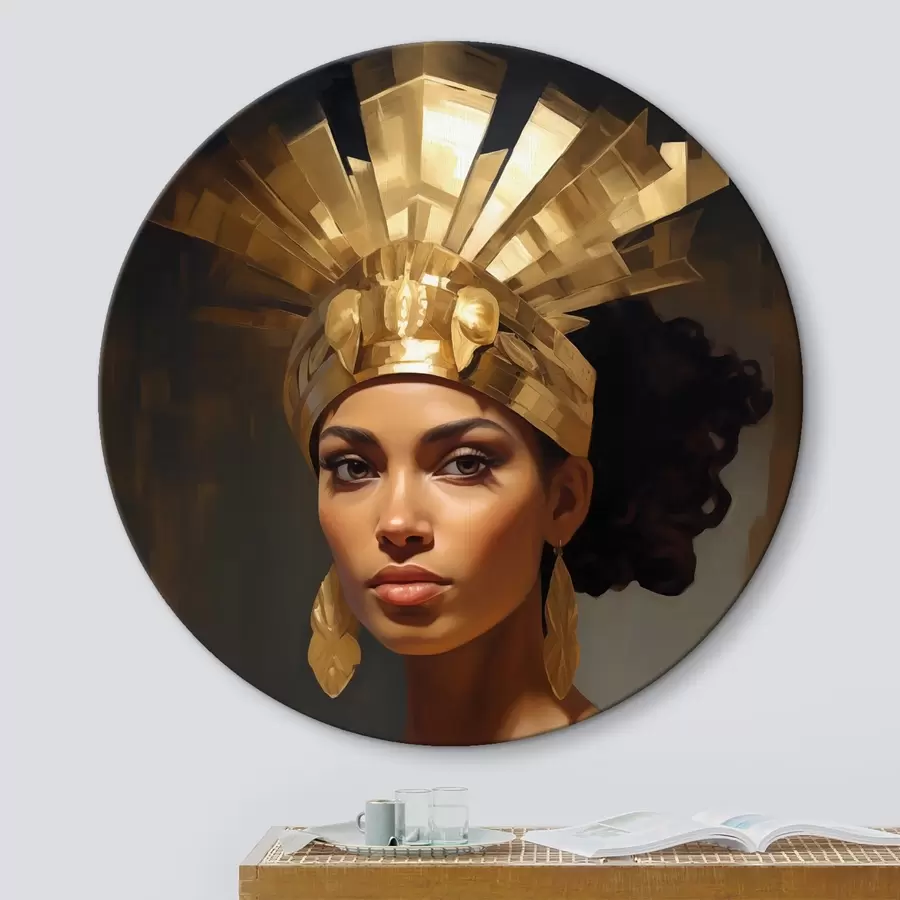 Wandbilder Porträt einer Frau mit majestätischem Kopfschmuck und traditionellen Ornamenten r42931