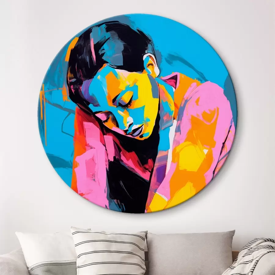 Wandbilder Abstraktes Porträt einer nachdenklichen Person in leuchtenden Farben r42936