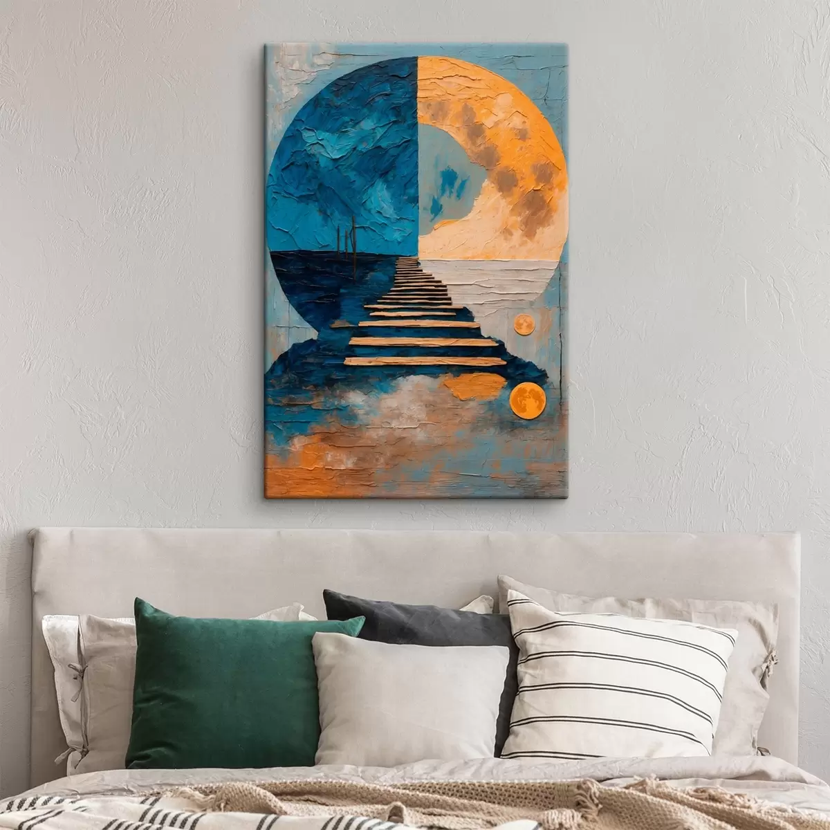 Wandbilder Pfad zu zwei Mondphasen im Stil der Ölmalerei s42776