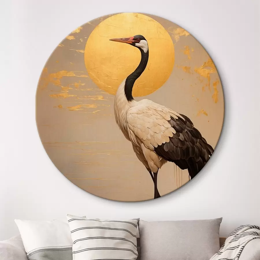 Wandbilder Kranich vor der Sonne im Stil der Acrylmalerei r42773