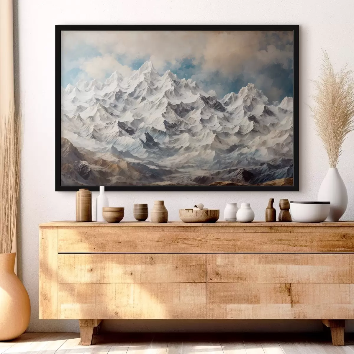 Poster fnowy mountainf in acfylic painting ftyle f42775