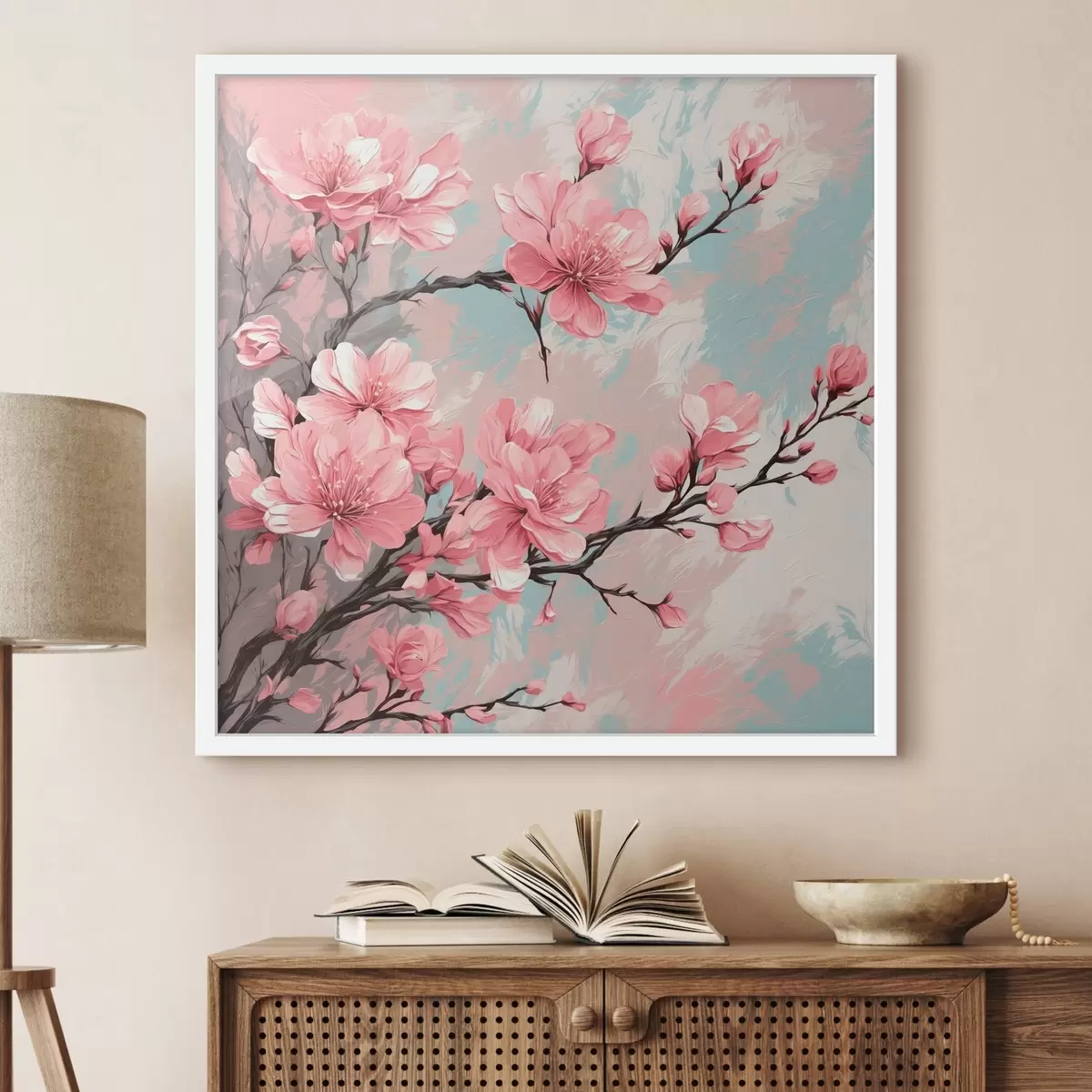 Poster Rosa Floweff und Ftemf im Stil der Akrylmalerei f42918