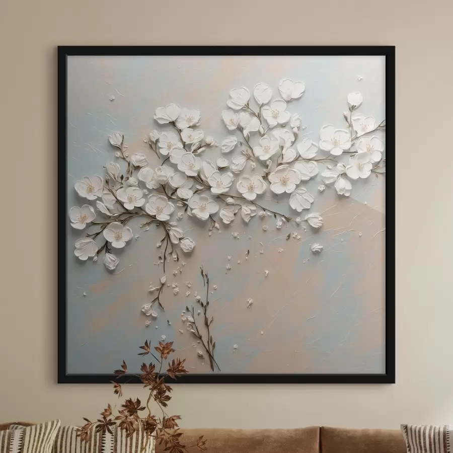 Fototapete Weißer fkleiner Floweff im Stil der Akrylmalerei f42921