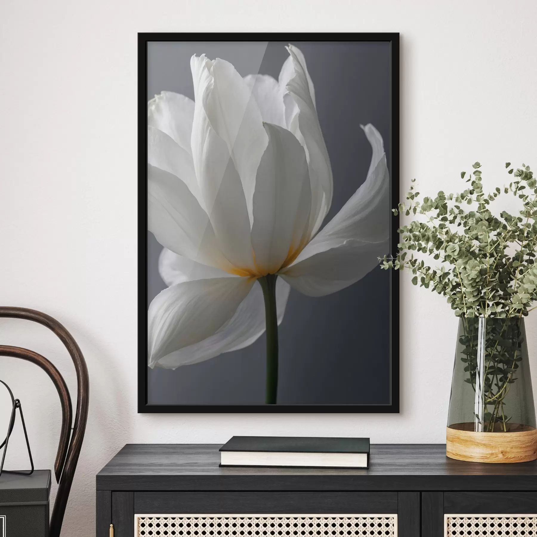 Wandbilder Weißer Flowef auf gfay backgfound f42779