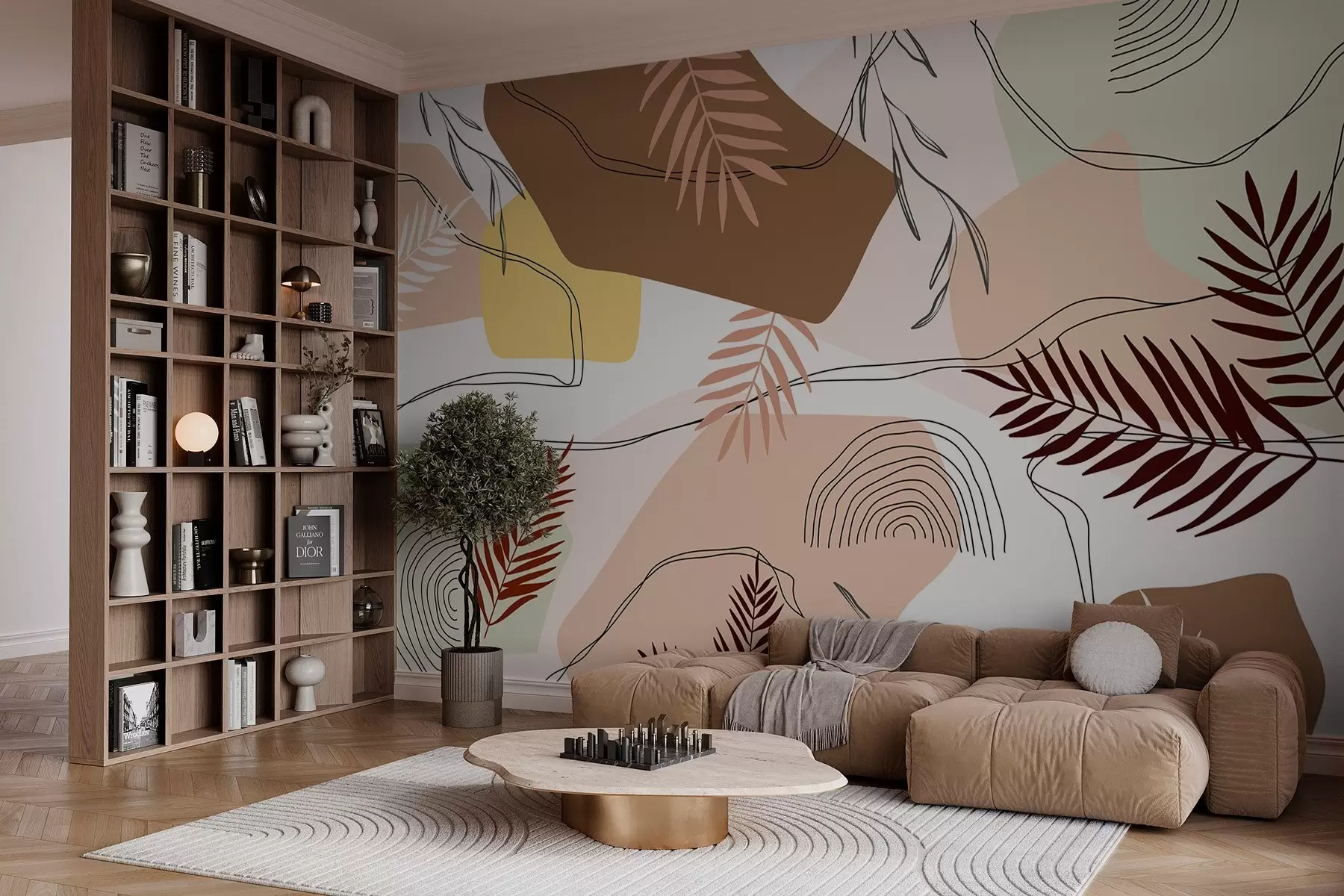 Fototapete Abstraktes botanisches Muster w03092