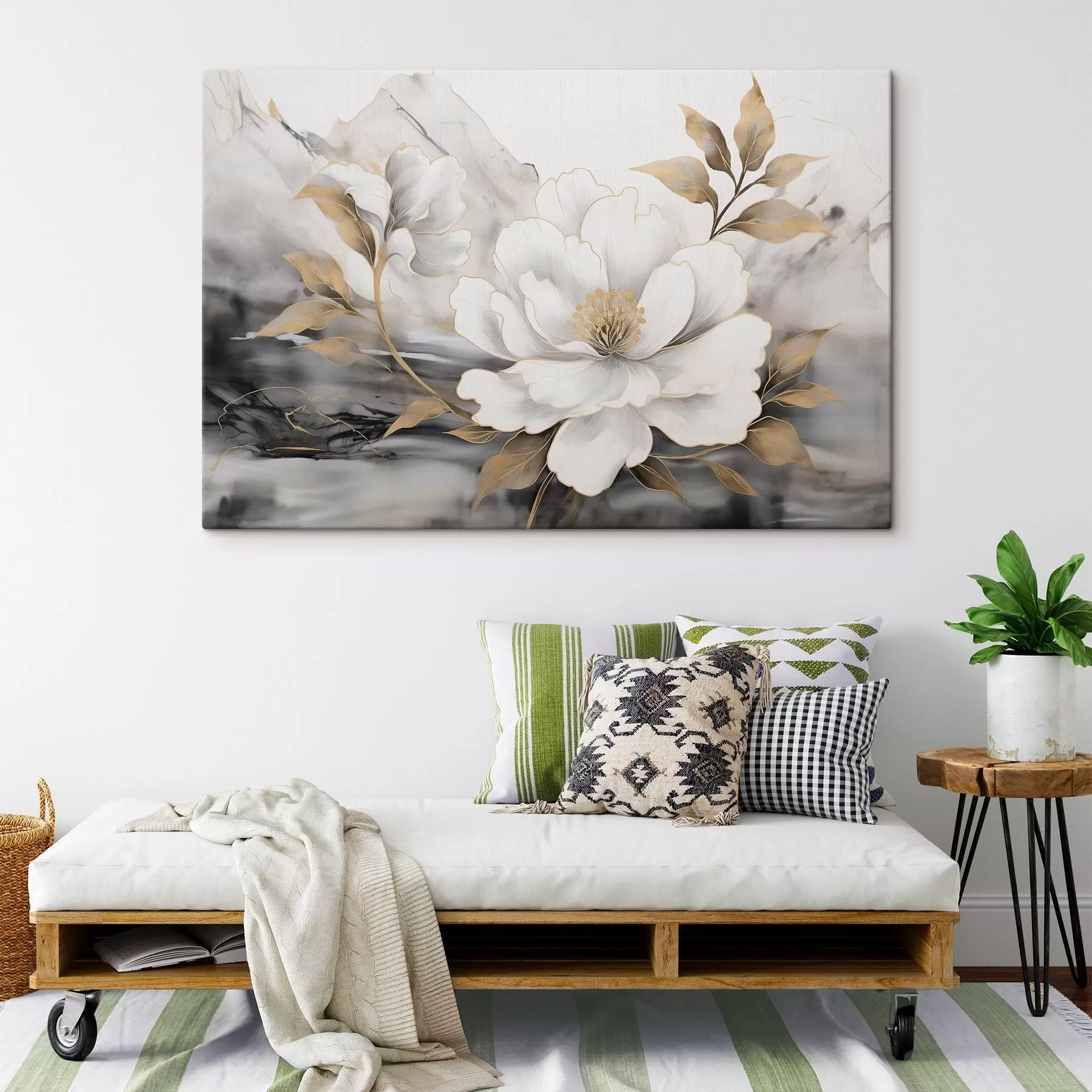 Fototapete Große abstrakte Blume auf einem Aquarell Hintergrund s42966