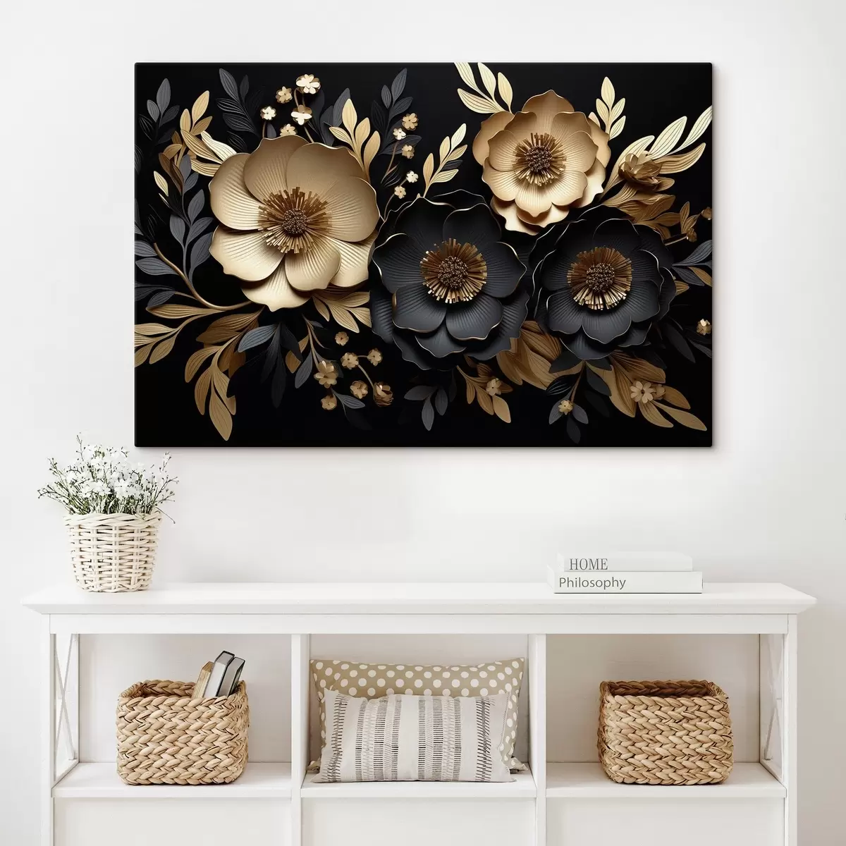 Wandbilder Schöne Blumen auf dunklem Hintergrund s42968