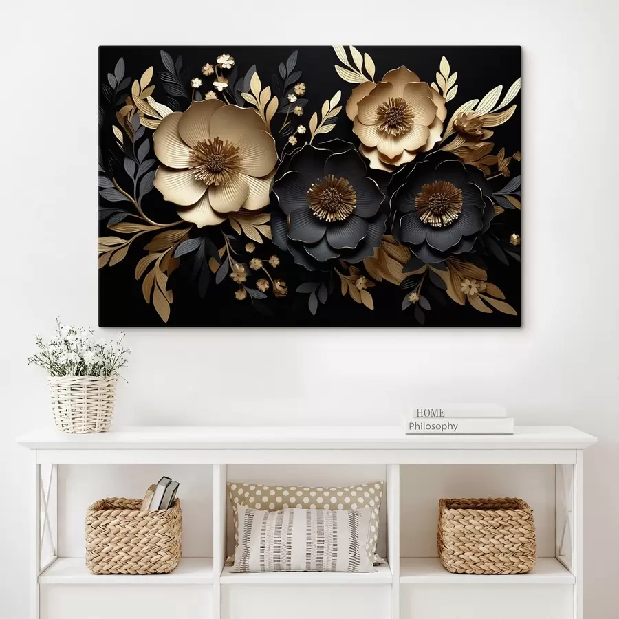 Wandbilder Schöne Blumen auf dunklem Hintergrund s42968