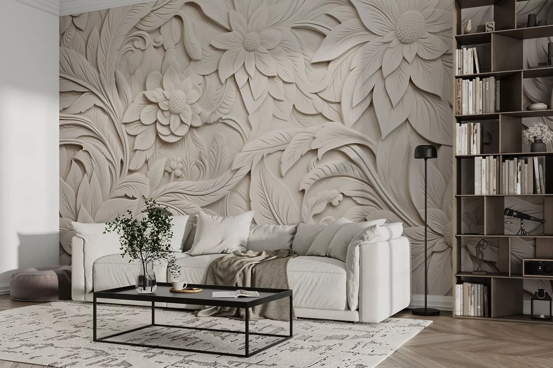 Fototapete Nachahmung von Zierleisten in Beige w08789