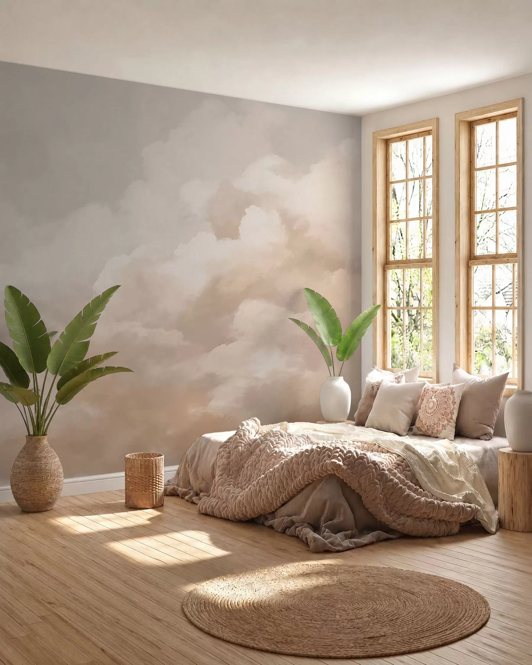 Fototapete Wogende cremefarbene Wolken w03136