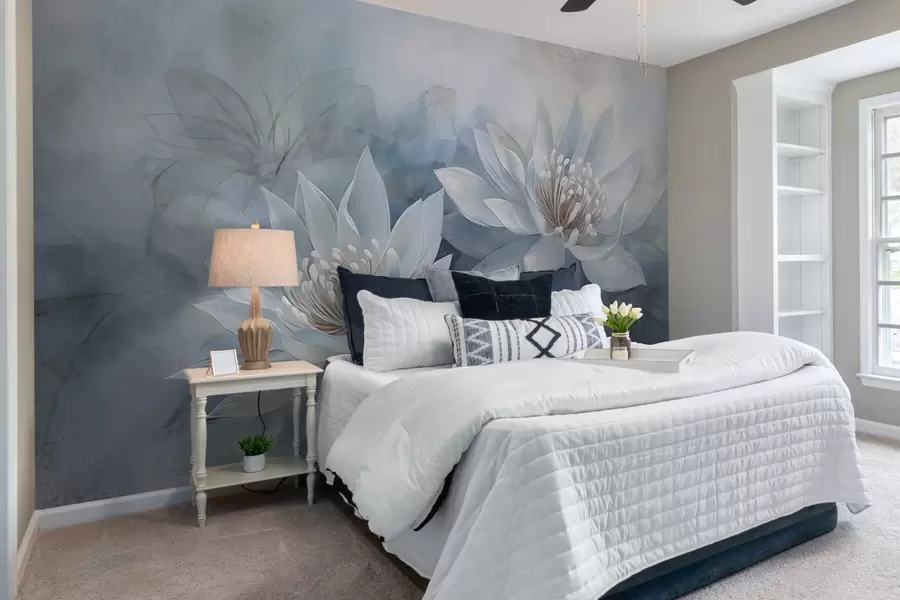 Fototapete Ein Paar Aquarellblumen auf einer Grunge-Wand w03188