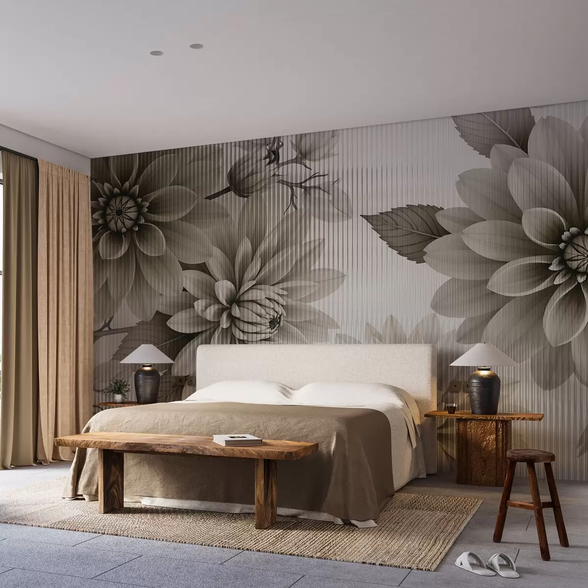 Fototapete Große Blumen hinter Glas w03197v1