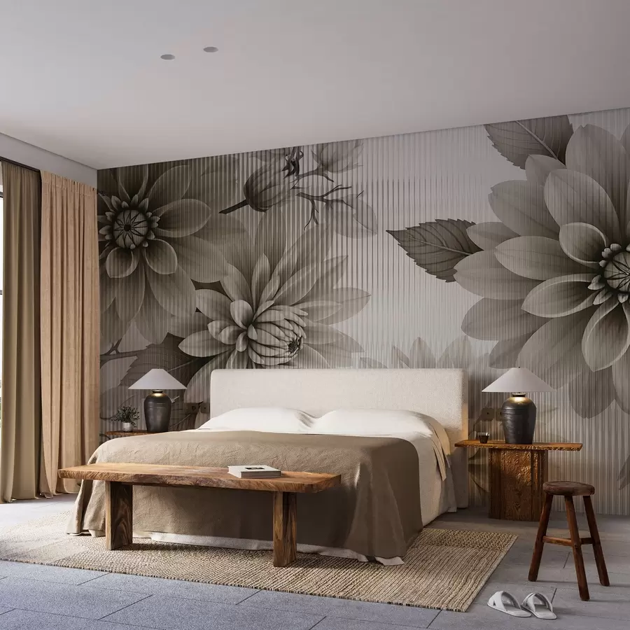 Fototapete Große Blumen hinter Glas w03197v1