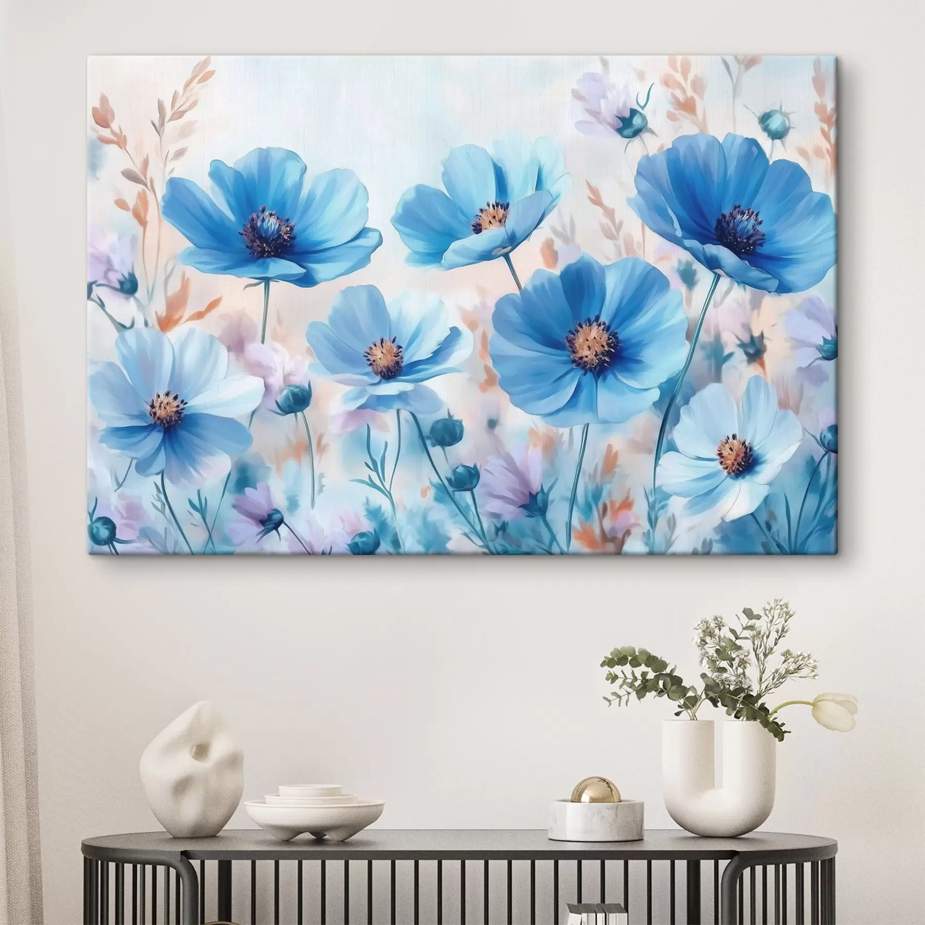 Fototapete Blaue Blumen auf blauem Hintergrund s42971