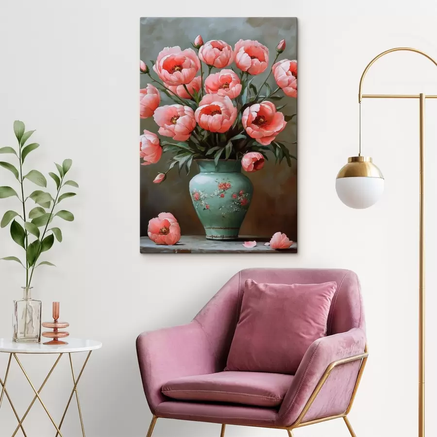 Wandbilder Üppige rosa Blumen in einer Vase s42979