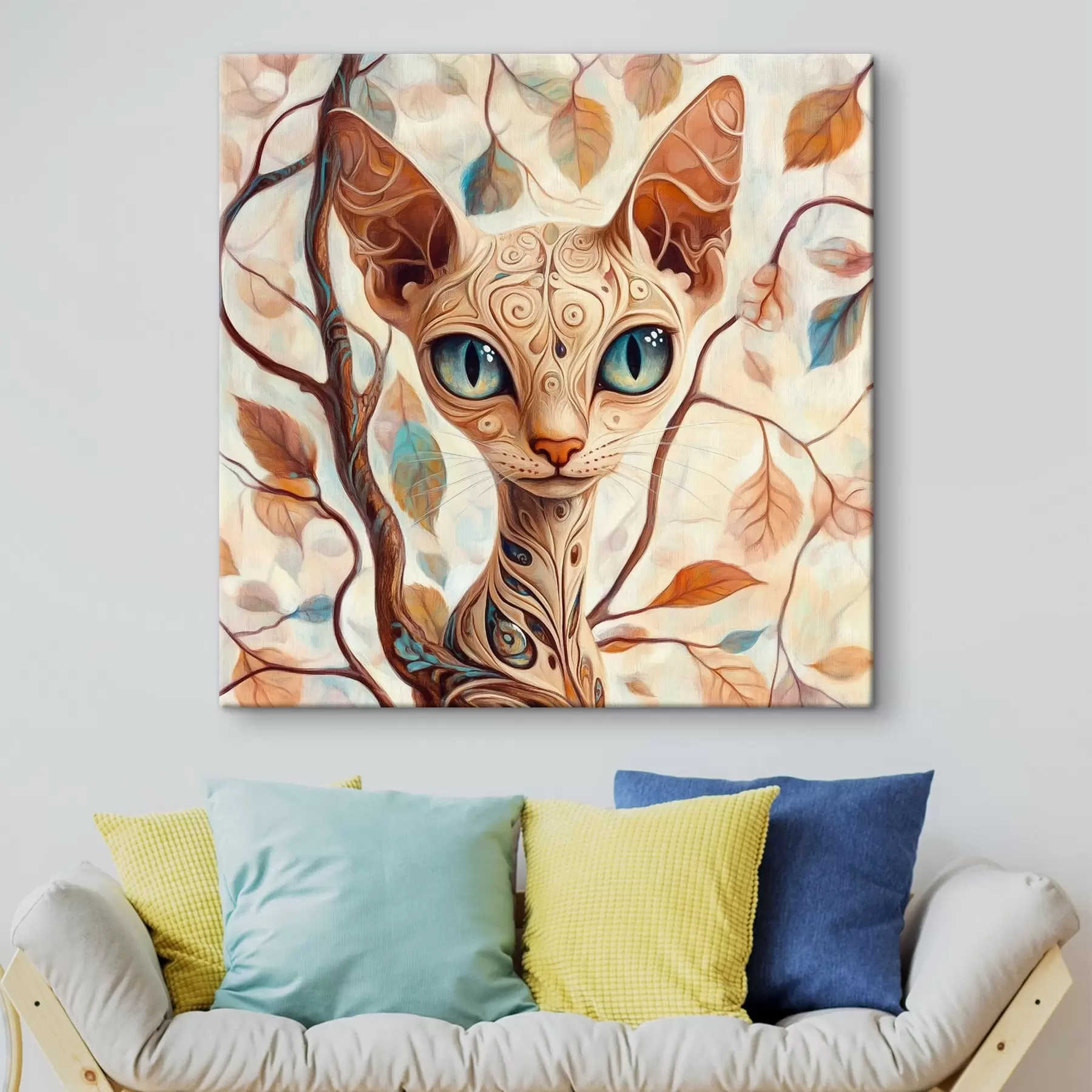 Fototapete Kätzchen und Baumzweige s42988