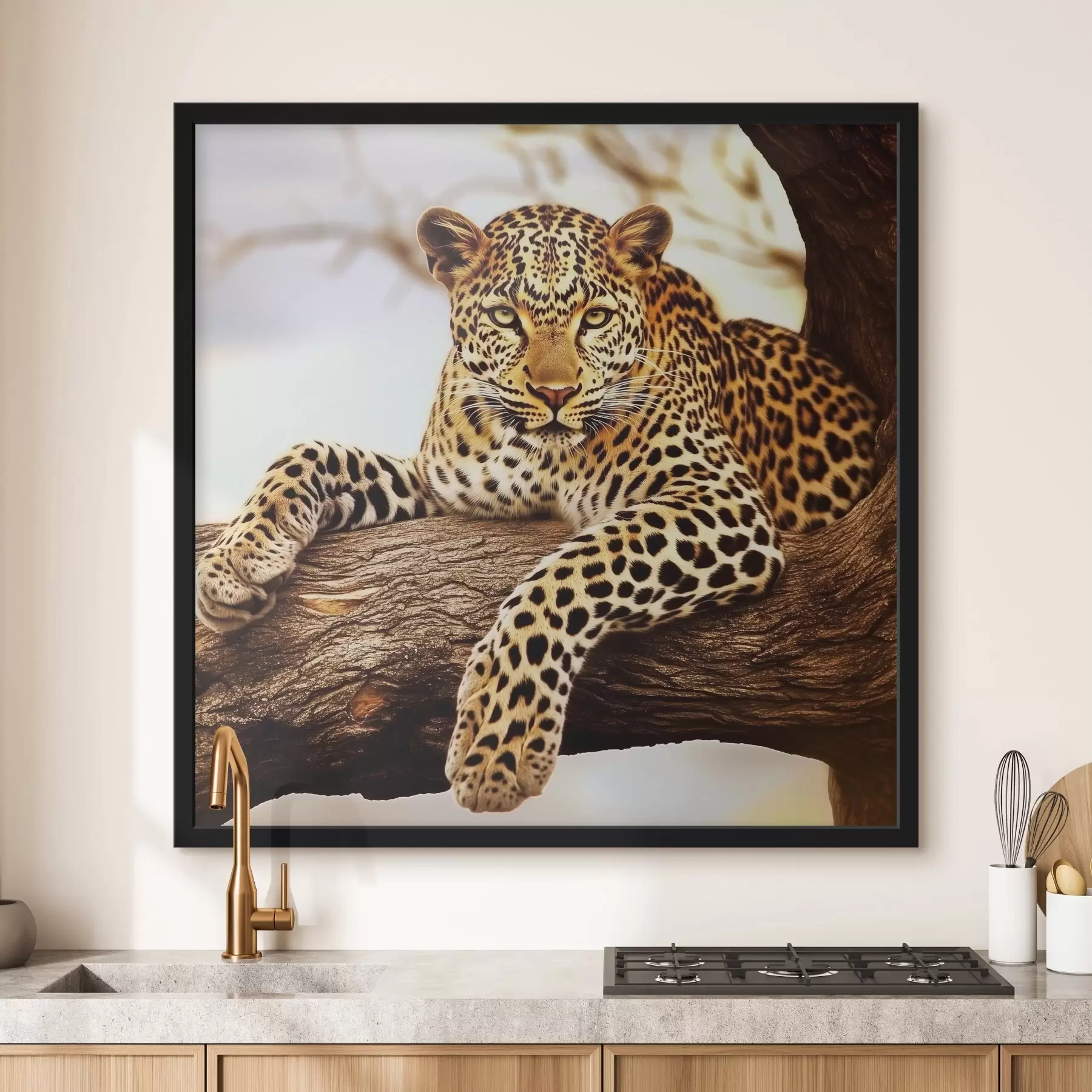 Wandbilder Leopard auf einem Baum f42984