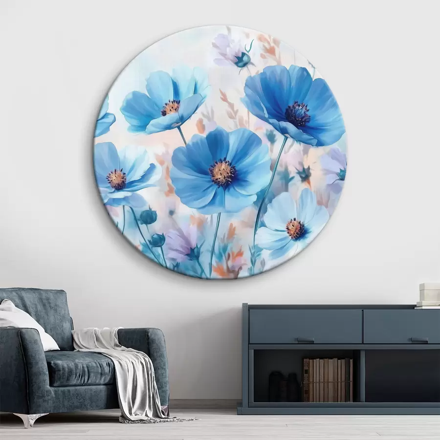 Wandbilder Blaue Blumen auf blauem Hintergrund r42971