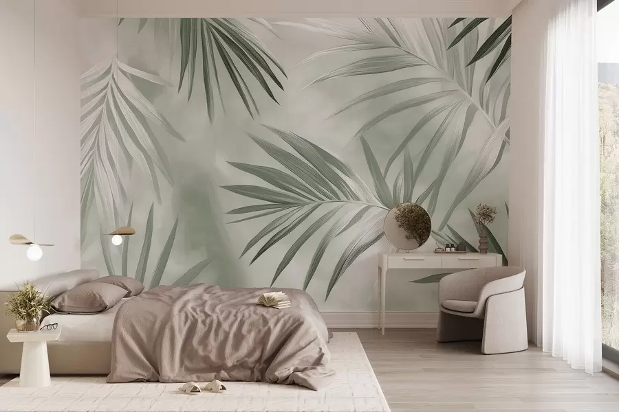 Fototapete Tropische Blätter Abstraktion, Palme, grüne Farbpalette w03153v2