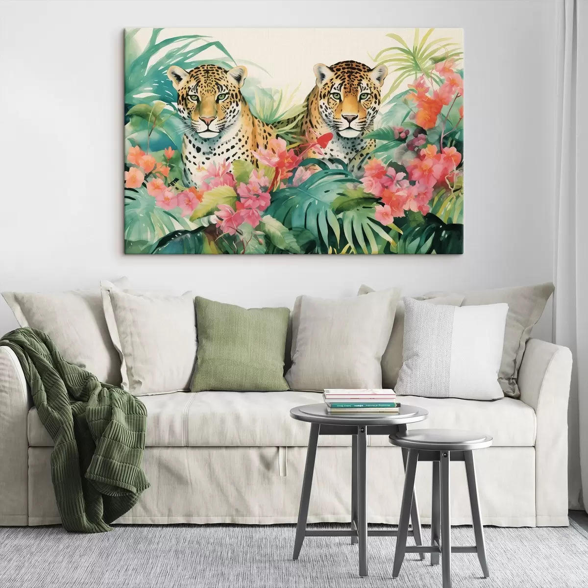 Wandbilder Ein Leopardenpärchen im tropischen Dickicht s43036