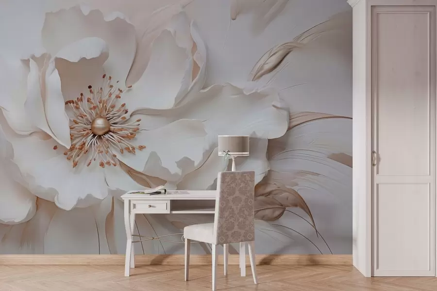 Fototapete Zarte Blume in Pastellfarben im Flachrelief-Stil w03249v1