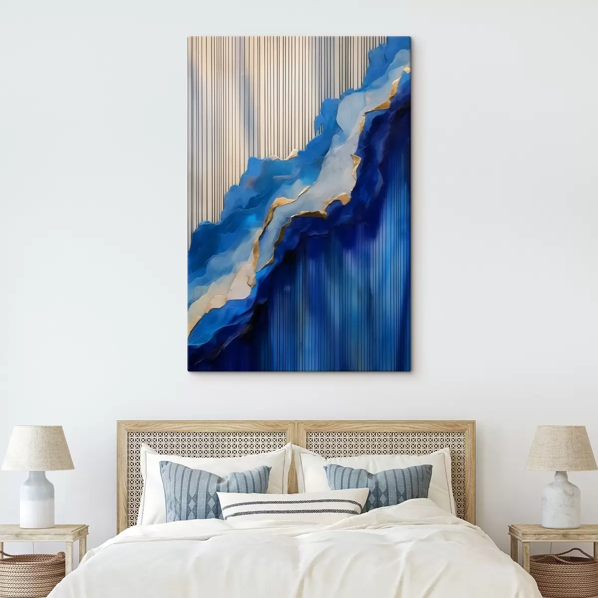 Wandbilder Abstrakte blaue Texturen mit Linien im Hintergrund s43002