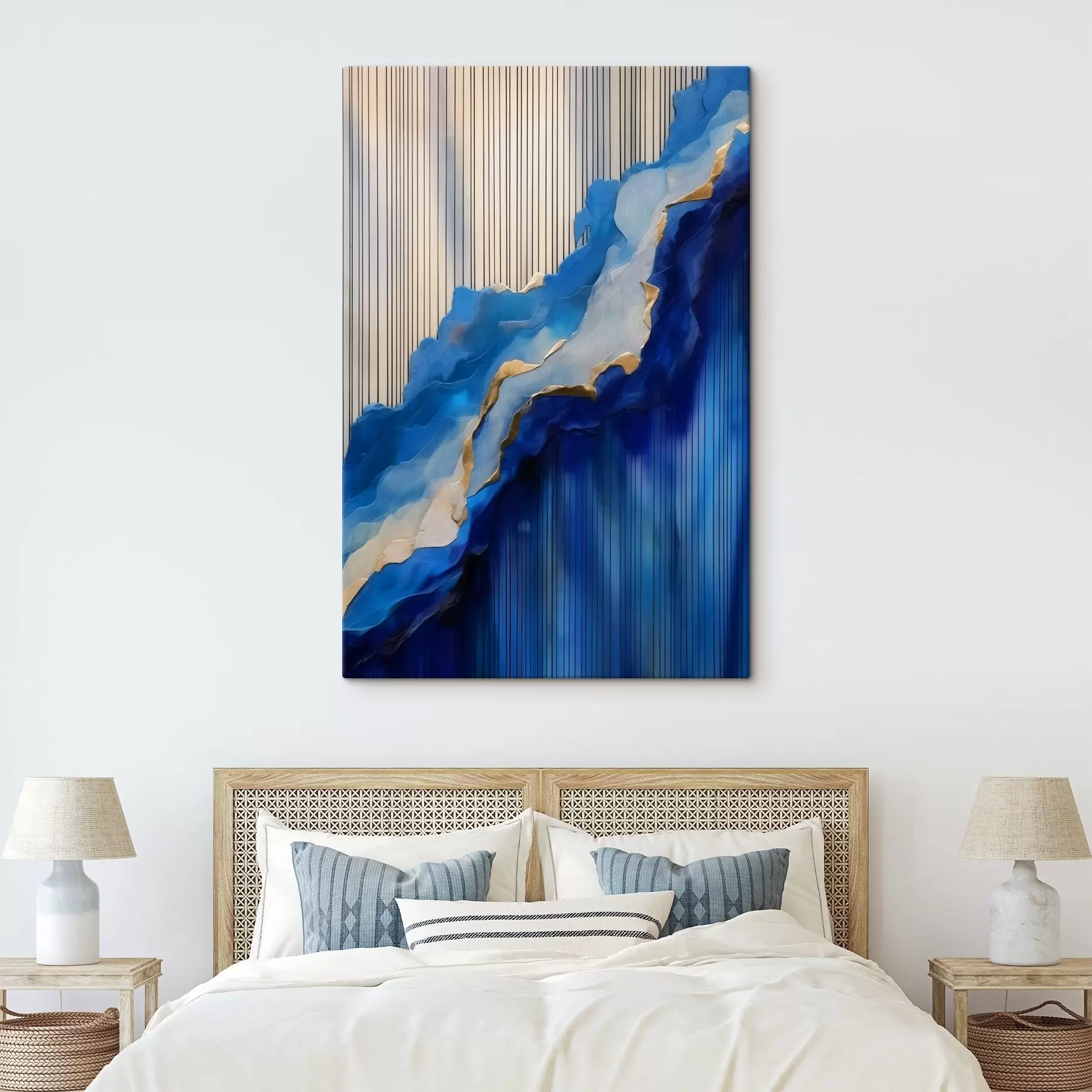 Wandbilder Abstrakte blaue Texturen mit Linien im Hintergrund s43002