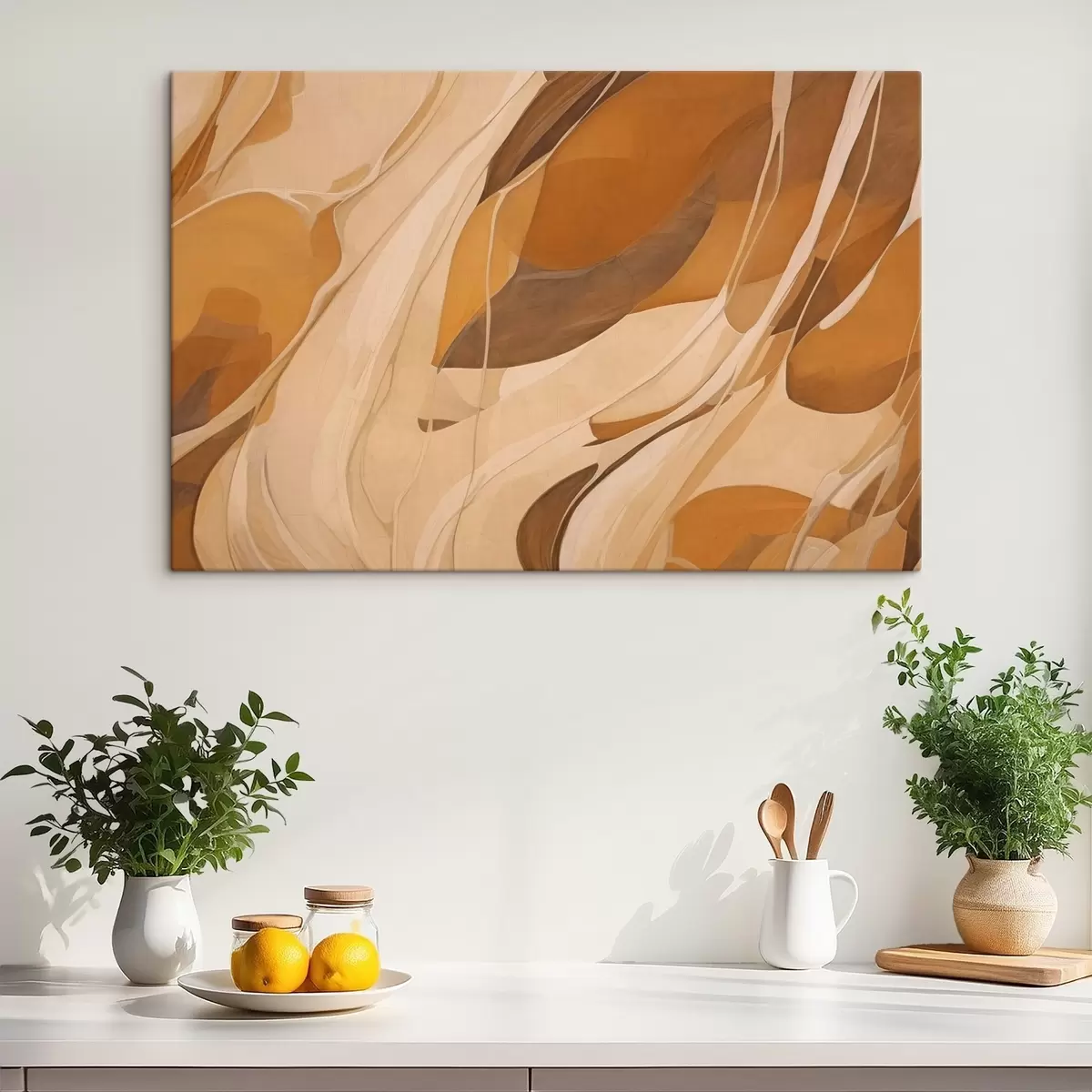 Wandbilder Abstrakte glatte Linien in Brauntönen s43006