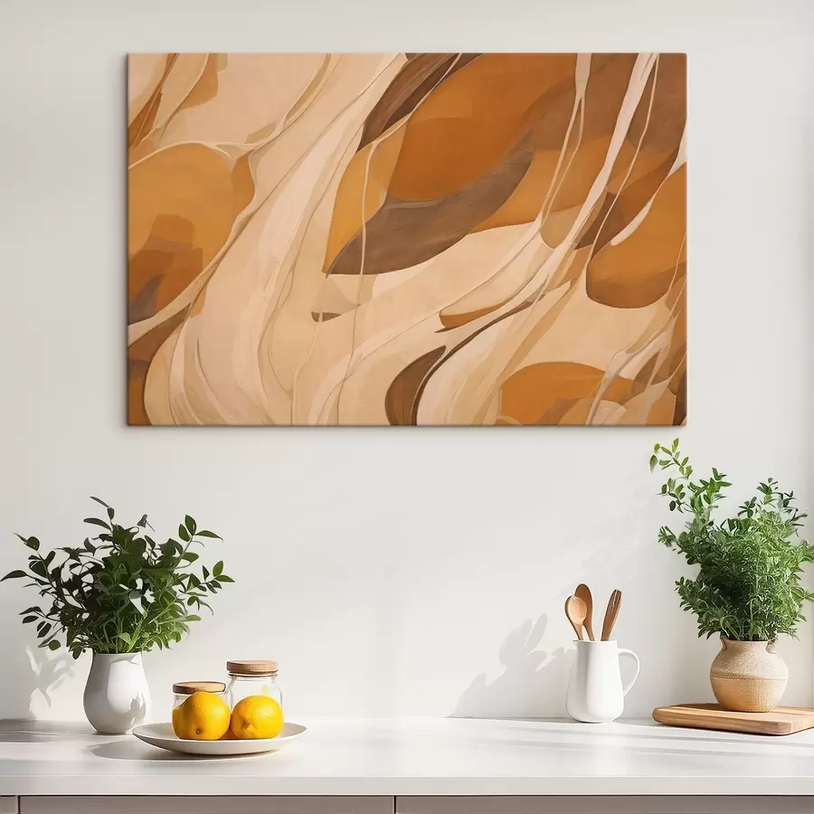 Wandbilder Abstrakte glatte Linien in Brauntönen s43006