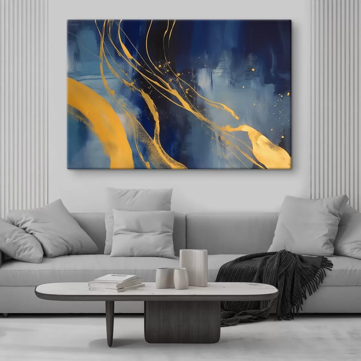 Wandbilder Abstraktion in Blau- und Gelbtönen s43014
