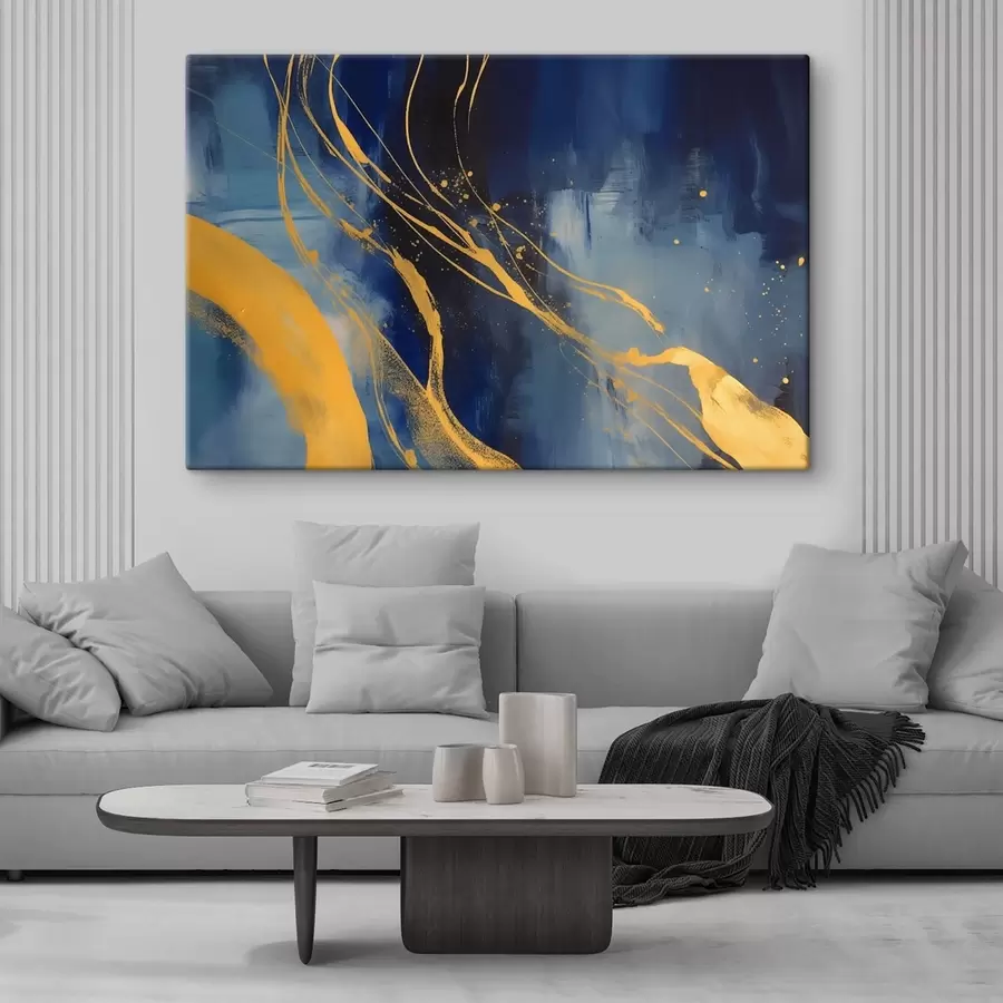 Wandbilder Abstraktion in Blau- und Gelbtönen s43014