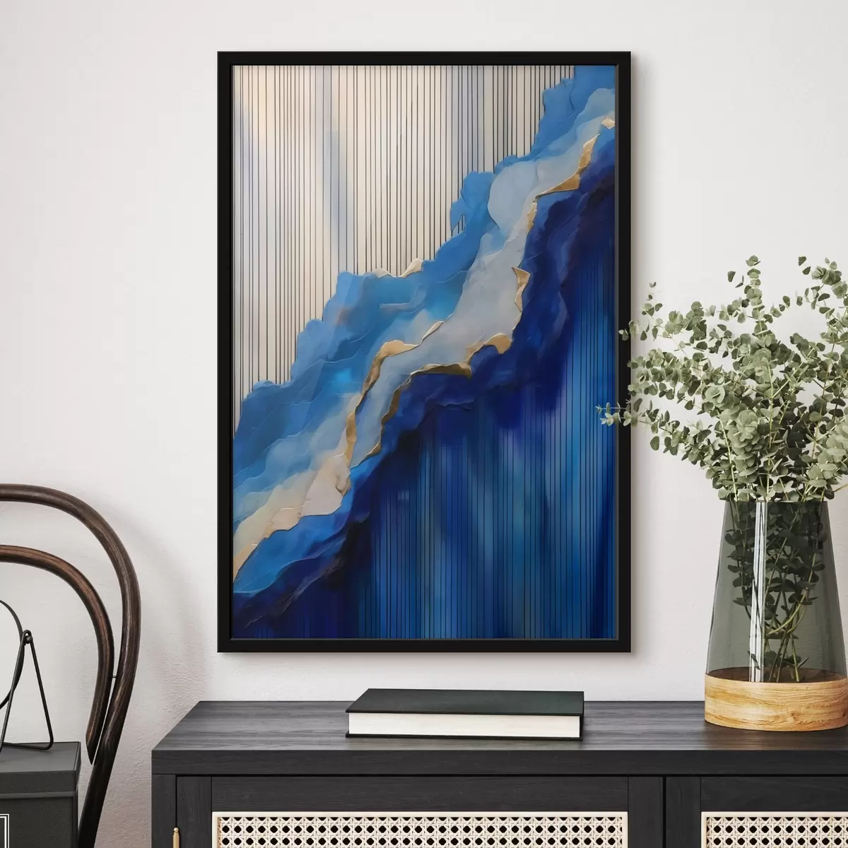 Poster Abstrakte blaue Texturen mit Linien im Hintergrund f43002