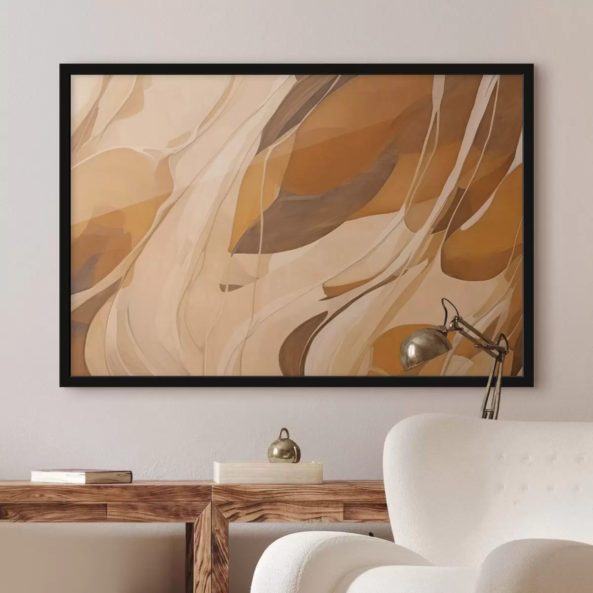 Poster Abstrakte glatte Linien in Brauntönen f43006