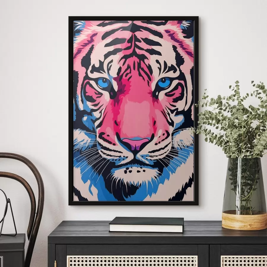 Fototapete Stilisiertes Porträt eines Tigers in hellen Farben f43007