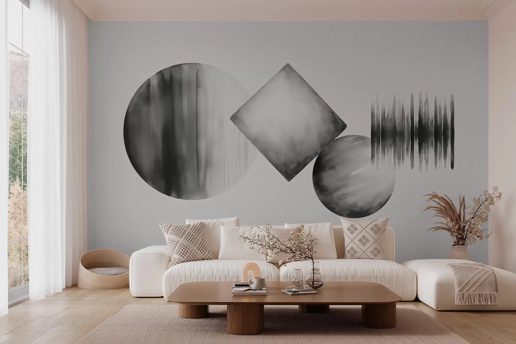 Fototapete Geometrische Formen abstrakte Nachahmung Aquarell w03183