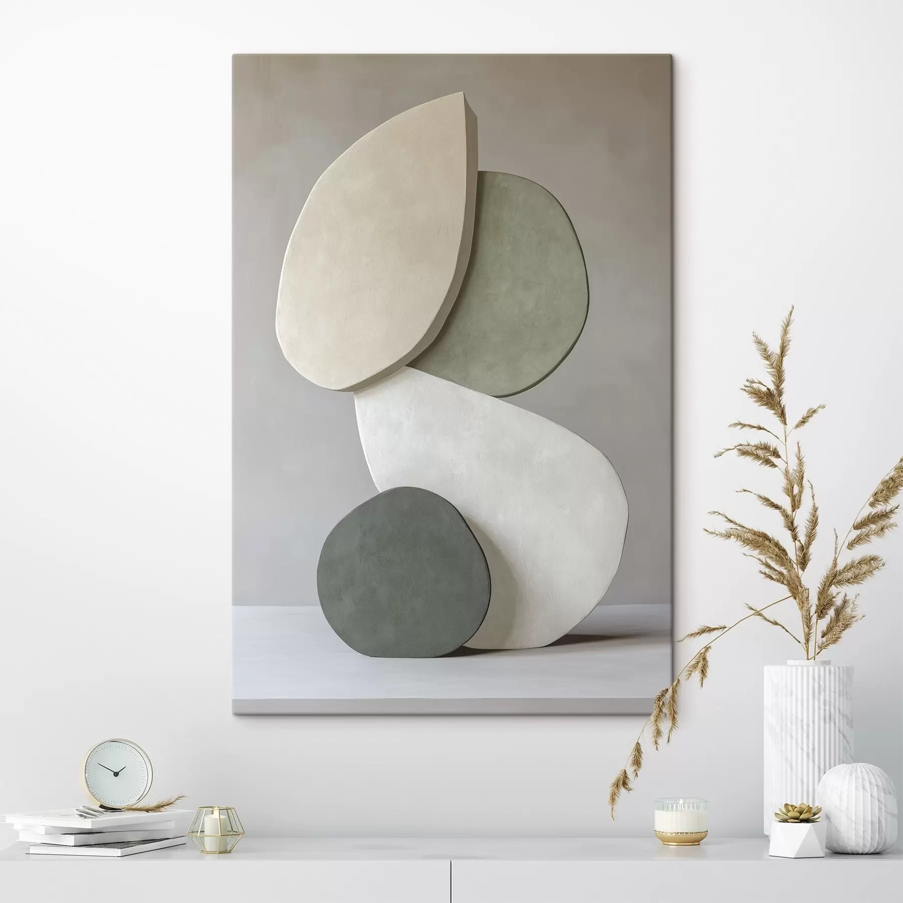 Wandbilder Komposition mit Steinen, Realismus, Pastellfarben, natürliche Beleuchtung s43050