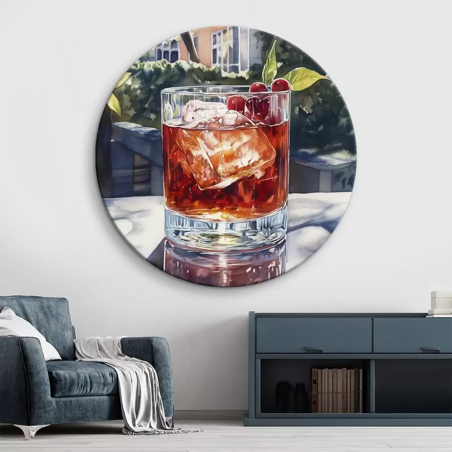 Wandbilder Cocktail mit Beeren, Aquarell-Stil, ästhetische Stadt, Sommer Natur r43059